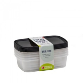 Food Storage Box - 1L Set 4 Black Or Teal