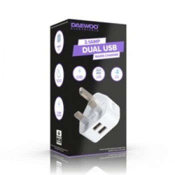 Dual USB Mains Charger - 2.1amp Dual USB Mains Charger - 2.1amp