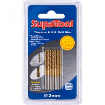 Titanium Coated HSS Drill Bits - 2x49mm 10 Piece Titanium Coated HSS Drill Bits - 2x49mm 10 Piece