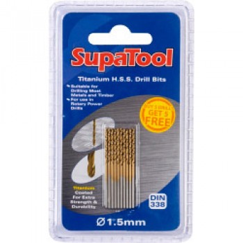 Titanium Coated HSS Drill Bits - 3x61mm 10 Piece