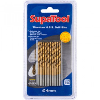 Titanium Coated HSS Drill Bits - 4x75mm 10 Piece
