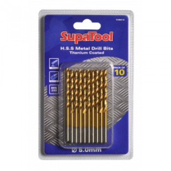 Titanium Coated HSS Drill Bits - 5x86mm 10 Piece Titanium Coated HSS Drill Bits - 5x86mm 10 Piece