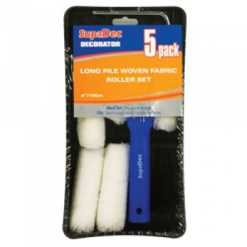 Long Pile Woven Fabric Roller Set - 4/100mm, 5 Pack Long Pile Woven Fabric Roller Set - 4/100mm, 5 Pack