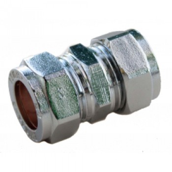 Compression Straight Connector - 15mm x 15mm Chrome Compression Straight Connector - 15mm x 15mm Chrome