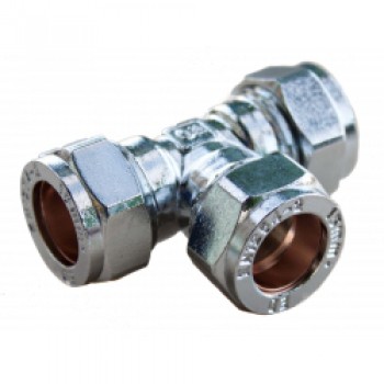 Compression Equal Tee - 15mm x 15mm Chrome Compression Equal Tee - 15mm x 15mm Chrome
